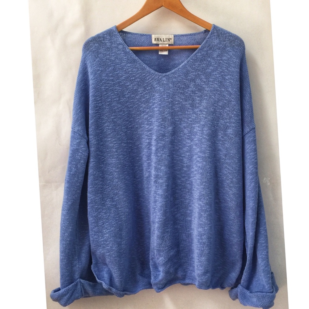 Vintage Avalin Sweater Cotton Blue Oversize Knit